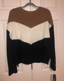 Mocha, White And Black Sweater