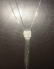 bebe Long double chain Pave Crystals & Tassels