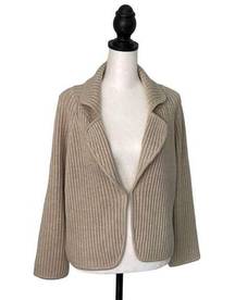 Ann Taylor  Wool Blend Ribbed Cardigan Tan Size Large