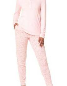 Women's Sassy Leo Henley Ribbed Pajama Set NEW