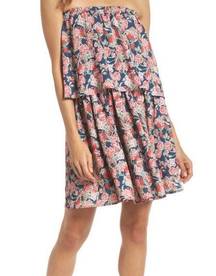 Mary & Mabel Strapless Floral Popover Dress Ruffle