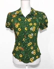 Modcloth NWT  Collectif Green Pineapple Shirt Top