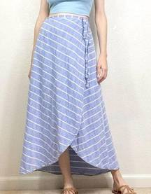 Fourteenth Place Blue & White Striped Knotted Maxi Skirt