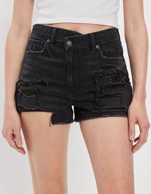 American Eagle Outfitters Black Distressed Denim Mom Shorts