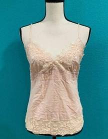 Bernini blush pink lace camisole tank top in size medium