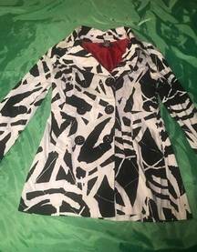 Women’s Black and White Pea Coat Size M