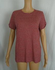 All Saints Mazzy Stripe Tee Striped T Shirt Short Sleeve Crew Neck Red White Med