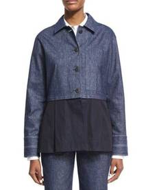 Elizabeth and James York Chambray Button Front Jacket Indigo Peplum Size Medium