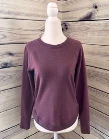 Athleta Purple Confetti Crewneck Rounded Hem Sweatshirt