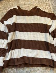 Brown And White Striped Sweater