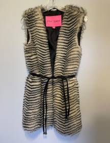 zebra print faux fur vest