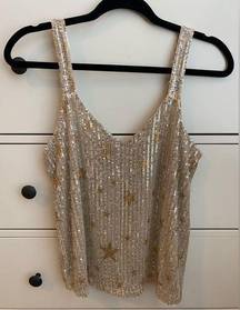 Altar'd State  Gold Sequin Star Tank Top