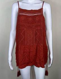 Mossimo Supply Co  Crochet Lace Front Spaghetti Strap Cami in Rust