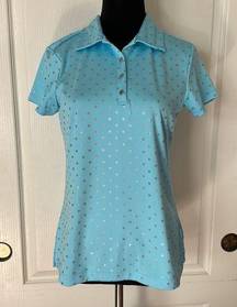 IZOD  LIGHT BLUE SILVER POLKA DOT COOL FX GOLF POLO