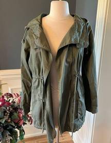 Ellison Olive Green Lightweight Utility Jacket Hooded Womens Medium