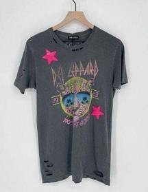 Def Leppard Dirty Cotton Scoundrels  Rock of Ages T-Shirt Black Distressed S