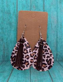 Handmade Leopard print faux leather earrings