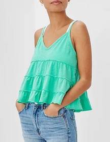 American Eagle  Outfitters NWT Green Tiered Babydoll Cami Tank Top Size Small