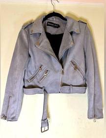 US 4 NWT grey blue utility suede jacket