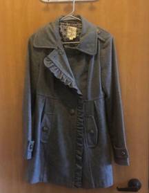 Dark Gray Ruffle Pea Coat Size Small