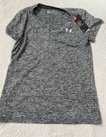 Under Armour Gray Workout V Neck T Shirt Top NWT