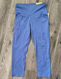 All In Motion Indigo Legging Athletic Work Out Crop Capri Yoga Moisture Wick Pant Small S NWT