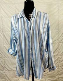 Long Sleeve Buttoned Down Striped Shirt by Gloria Vanderbilt