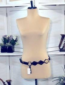 Love Culture NWT  black golden diamond pattern vegan leather belt sz M L