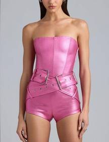 Oh Polly Sasha Metallic Corset Belted Playsuit