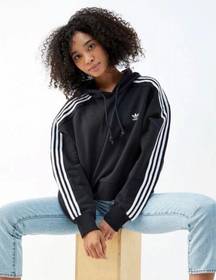 Adidas Originals adicolor cropped hoodie In Black Size Small