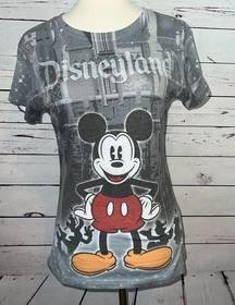 Disney  Parks Tee Shirt Large Burnout Mickey Mouse Rhinestone Glitter T-Shirt