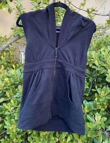 Norma Kamali Black Sleeveless Zip Hoodie. Size Medium. EUC!