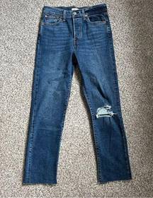 Levi’s  Wedgie Straight High Rise Denim Jeans Distressed Casual Size 28