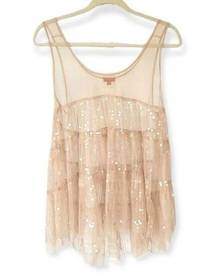 Chan Luu Tank Sequin Sheer Mesh Top Sz. S