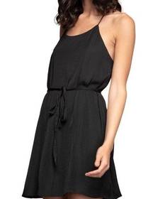 Naked Zebra Sleeveless Tie Waist Mini Slip Dress Black Size Small NWT