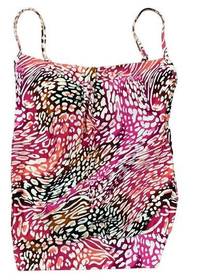 Dana Buchman Cheetah Mix Print Pink/Black Blouson Tankini Top