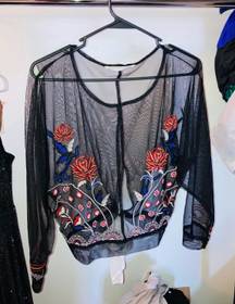 Beautiful embroidered mesh blouse 