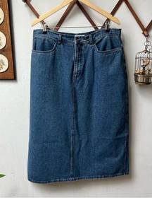 90s LL Bean 90s Denim Shin Length Midi Skirt