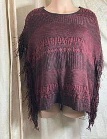 Sequin Hearts Red & Black Poncho Medium