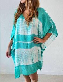 Teal tie dye beachwear cover up