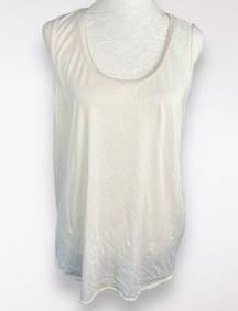 Land's End Sleeveless Shirt Cream White Tank Top Size Large