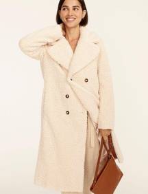 Coat Petite Double-Breasted Teddy Sherpa Topcoat Dusty Ivory XSP NWT