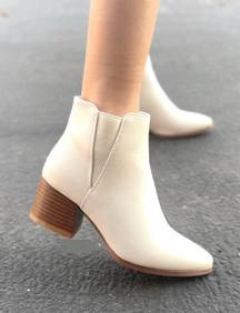 Beige/Nude Chunky Heel Ankle Bootie