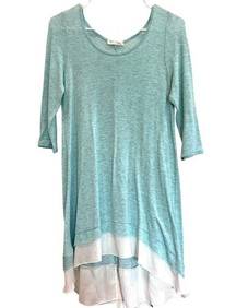 Mint with white sheer hemline light sweater dress size medium