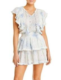 Ruffle Mini Eyelet Tie Dye Dress