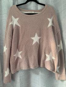 moon & madison nude and white star sweater