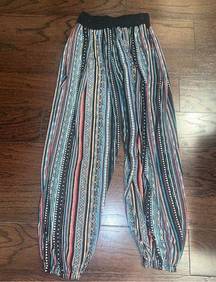 YAK & YETI Women’s Multicolor Striped Hippie Harem Pants Size L/XL