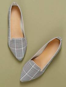 SheIn Plaid Print Slip On Loafers