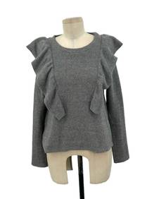 McGuire Sabina Ruffle Sweater Gray Long Sleeve Size XS
