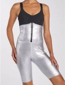 NWT! SECNDNTURE Metalic Silver High Waist Biker Shorts